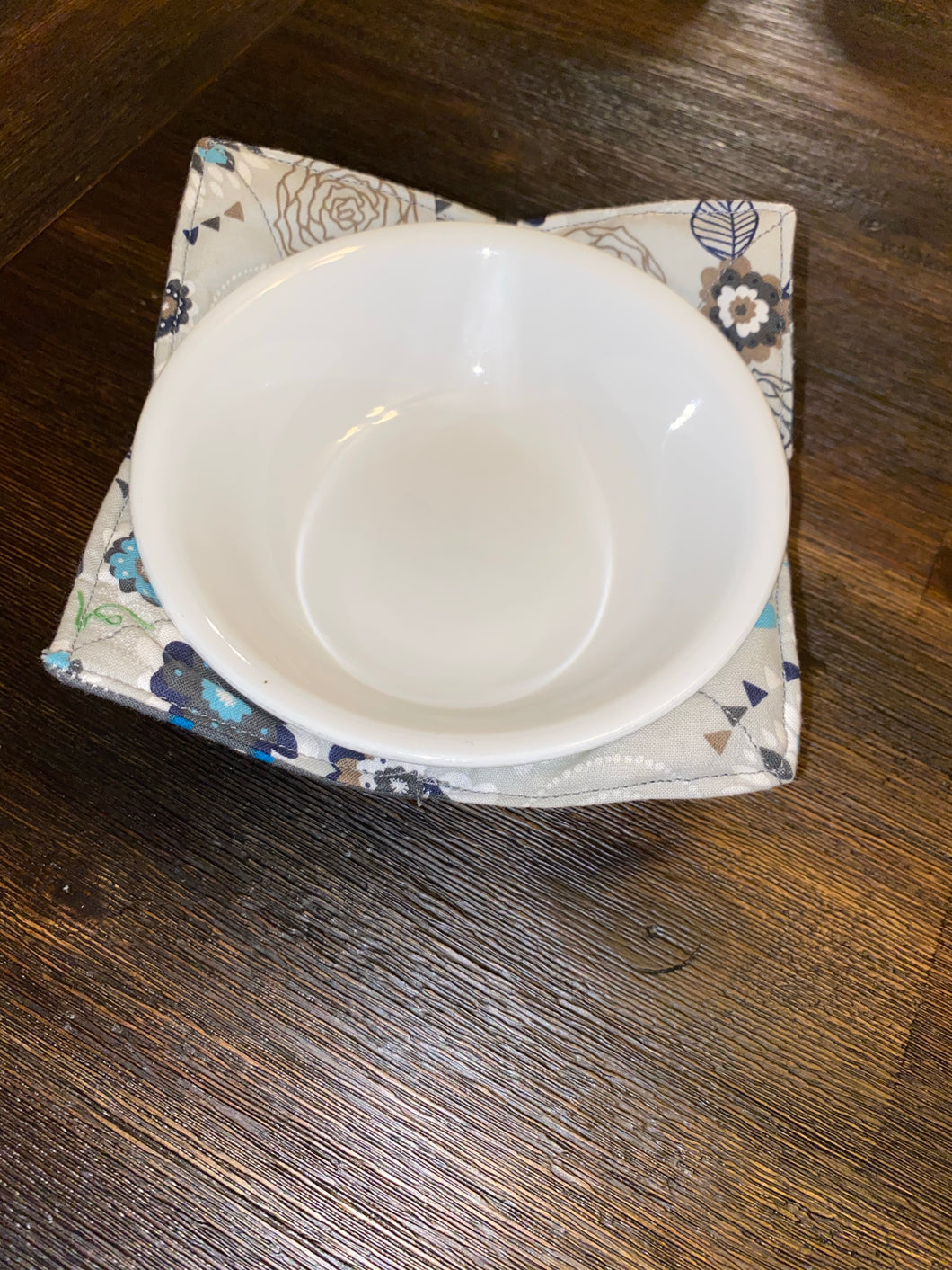 Blue Grey Flower/ Grey Polka Dot Small (10oz) Bowl Cozy